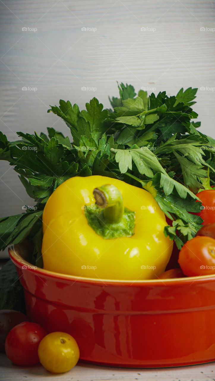 vegetables on a white background