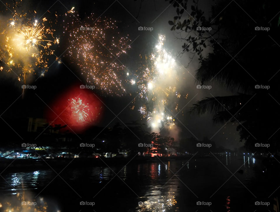 fireworks at karang mumus river