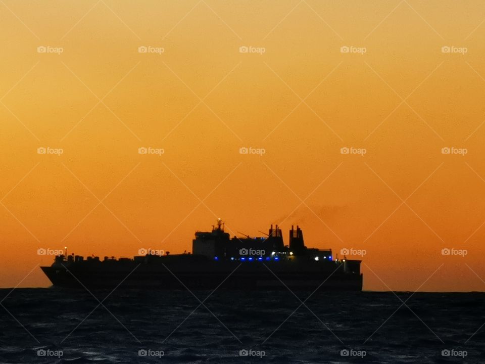 boat on sunset