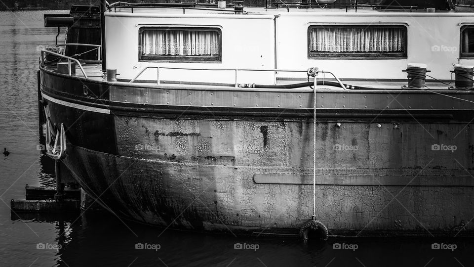 Old boat at a dock in Antwerp
