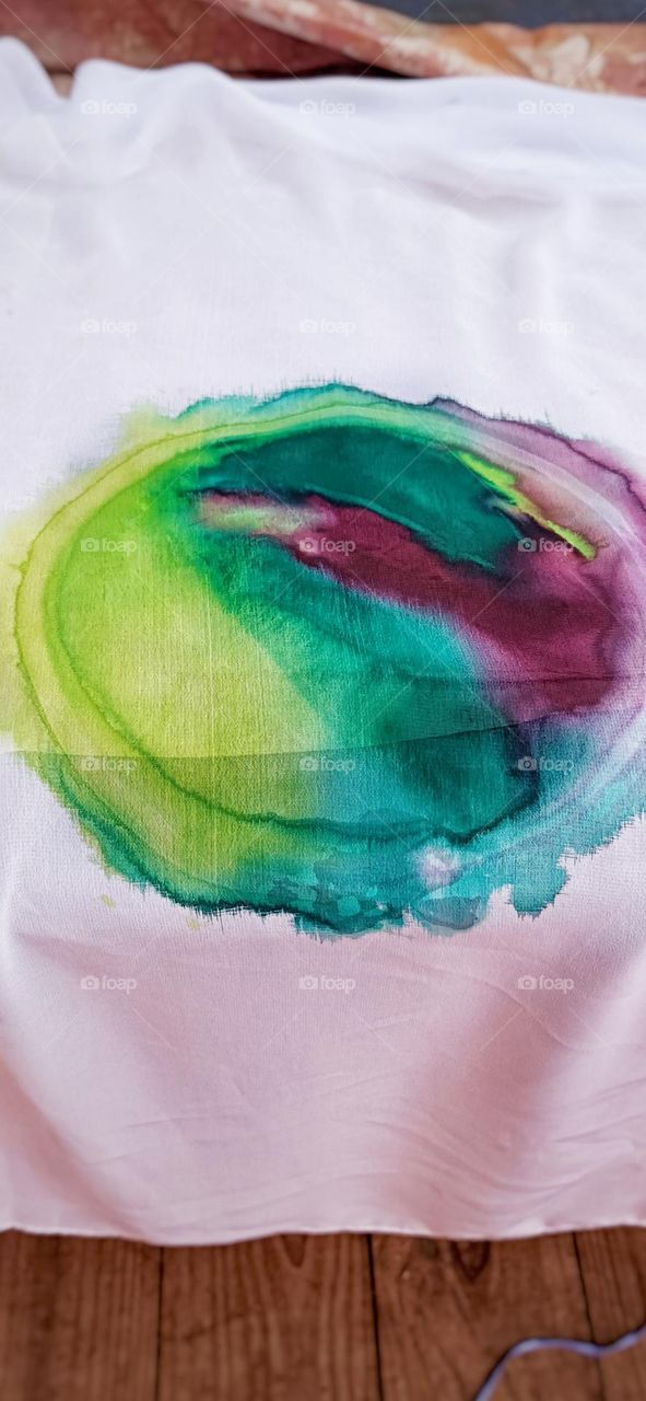 Watercolor painting on fabric