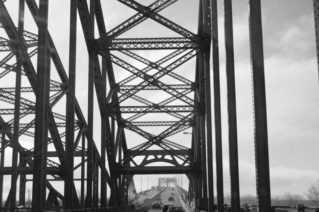 Grey bridge in winter 