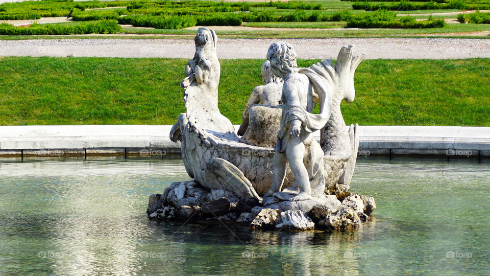 Sculpture in the garden of Belvedere palace in vienna, Austria 