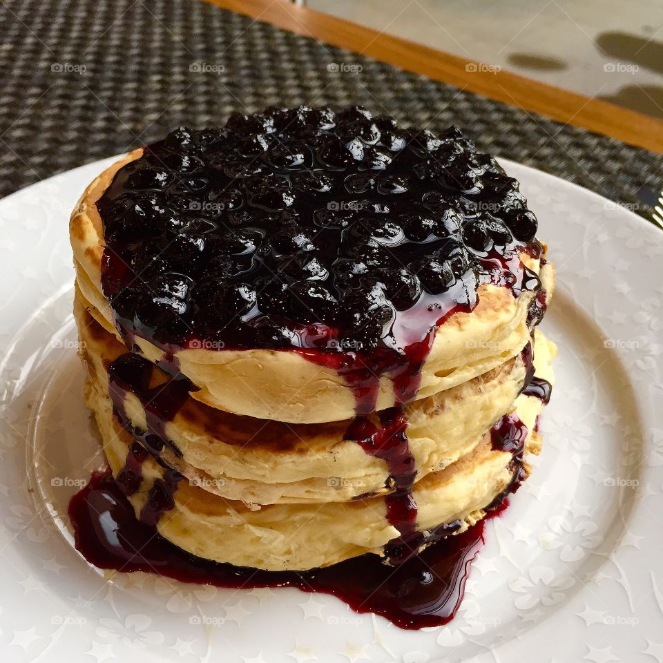 Close-up of pancakes in plate