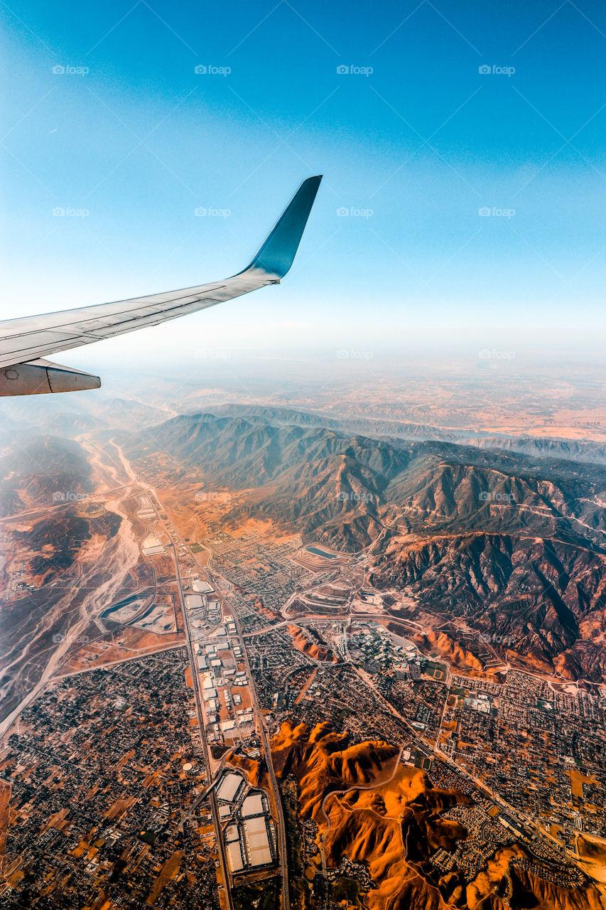 Plane Flight Above California | Beautiful Day Over Hollywood Mountains