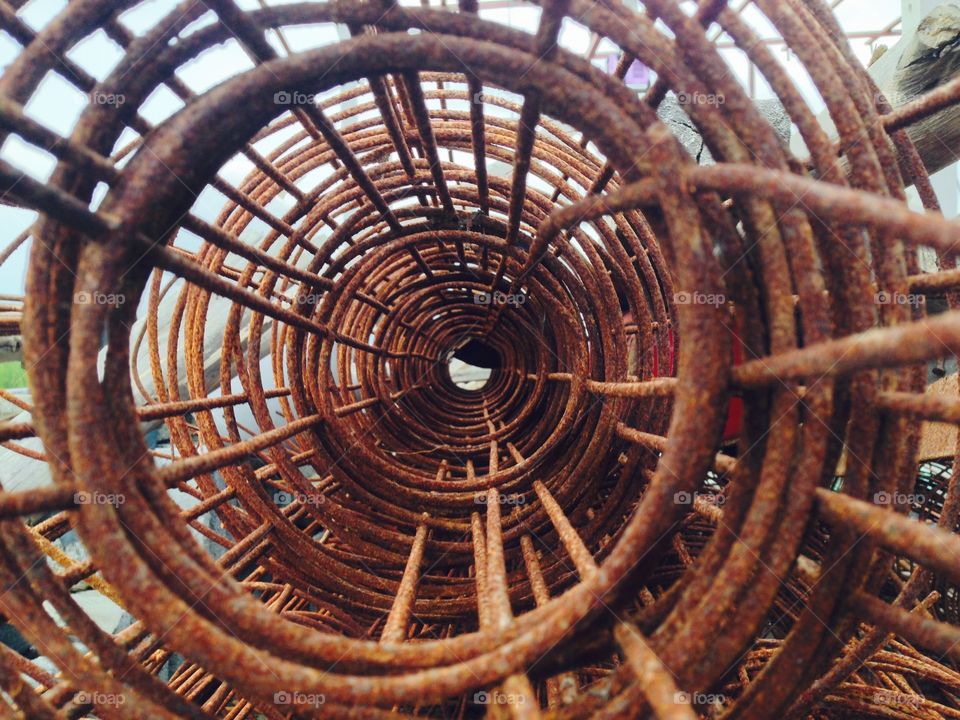 Iron bar rust because of rain.