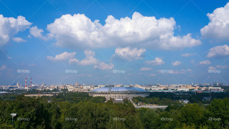 A panoramic view of Moscow in summer