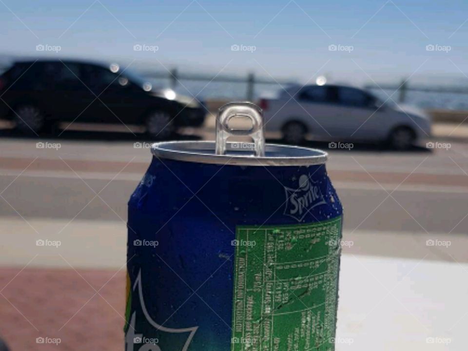 Watery Sprite can at Beach