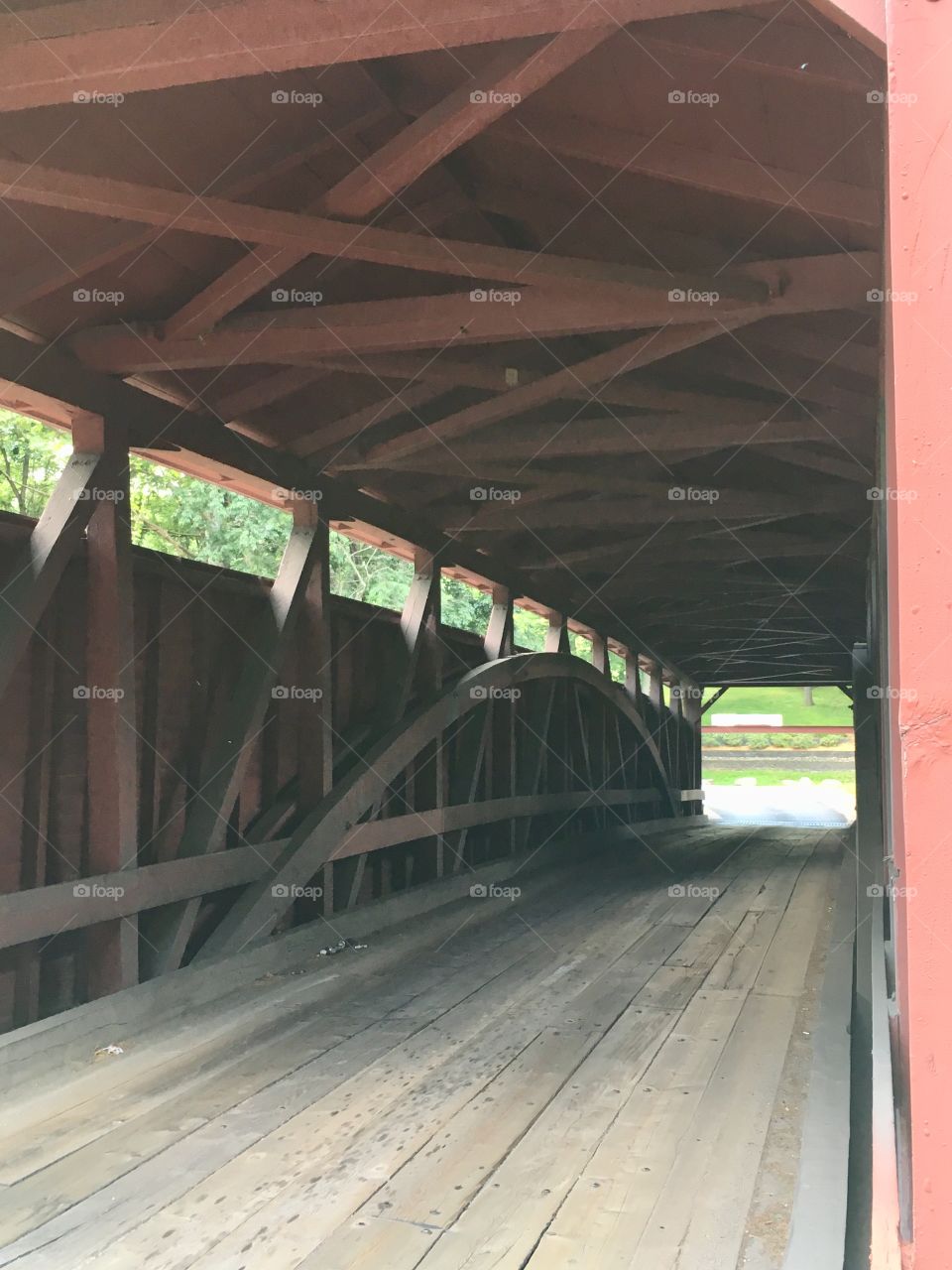 Inside view of covered bridge