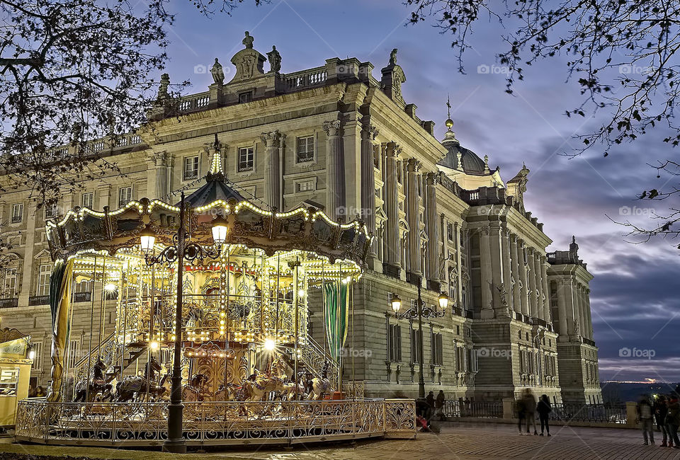 Carousel close to the royal palace in Madrid, Spain 