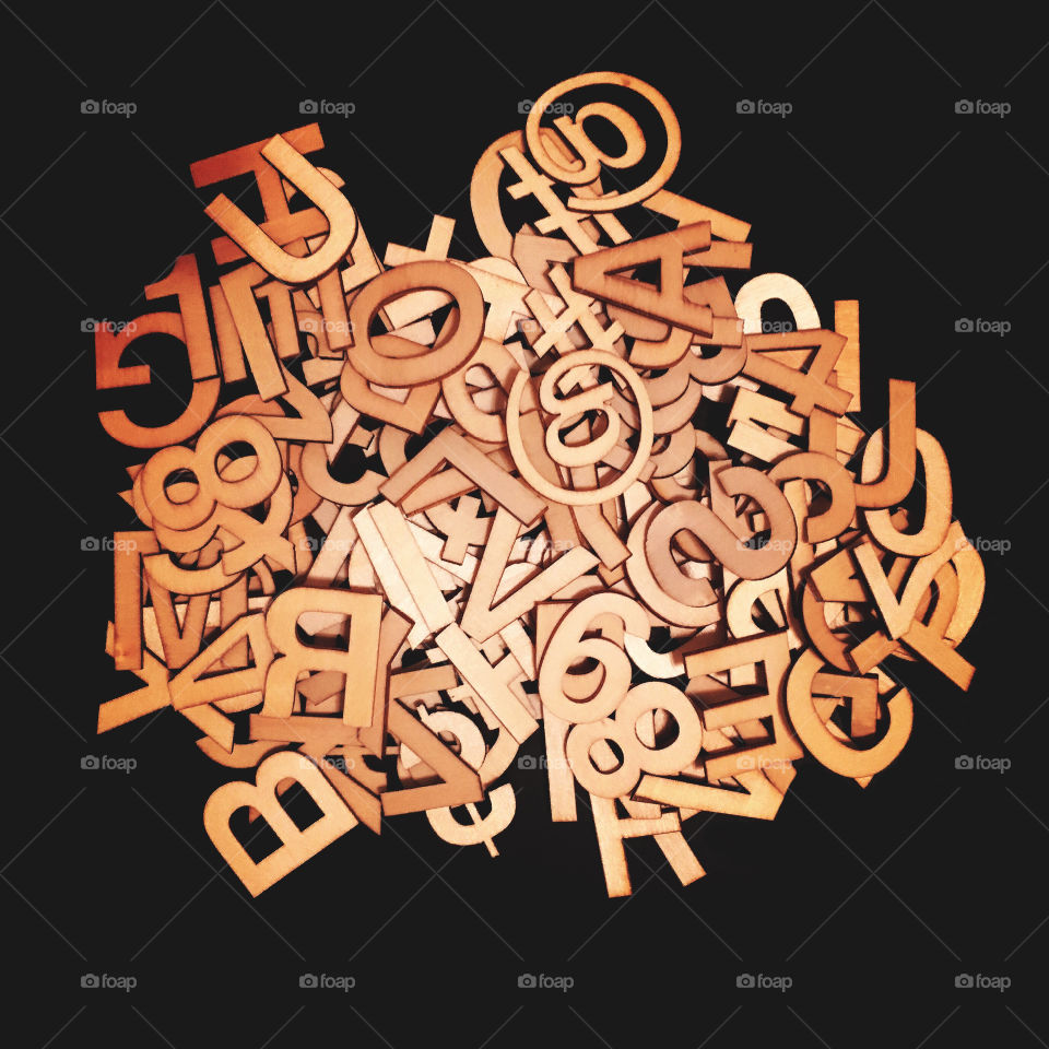 Pile of wooden letters 
