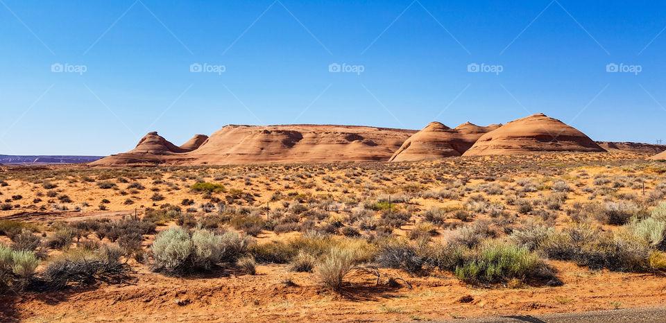 Desert landscape with blue sky outside Page, Arizona