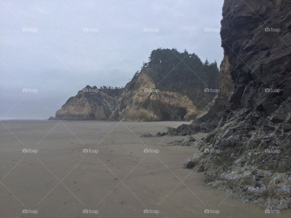 Rock Formations Along Hug Point in Oregon 