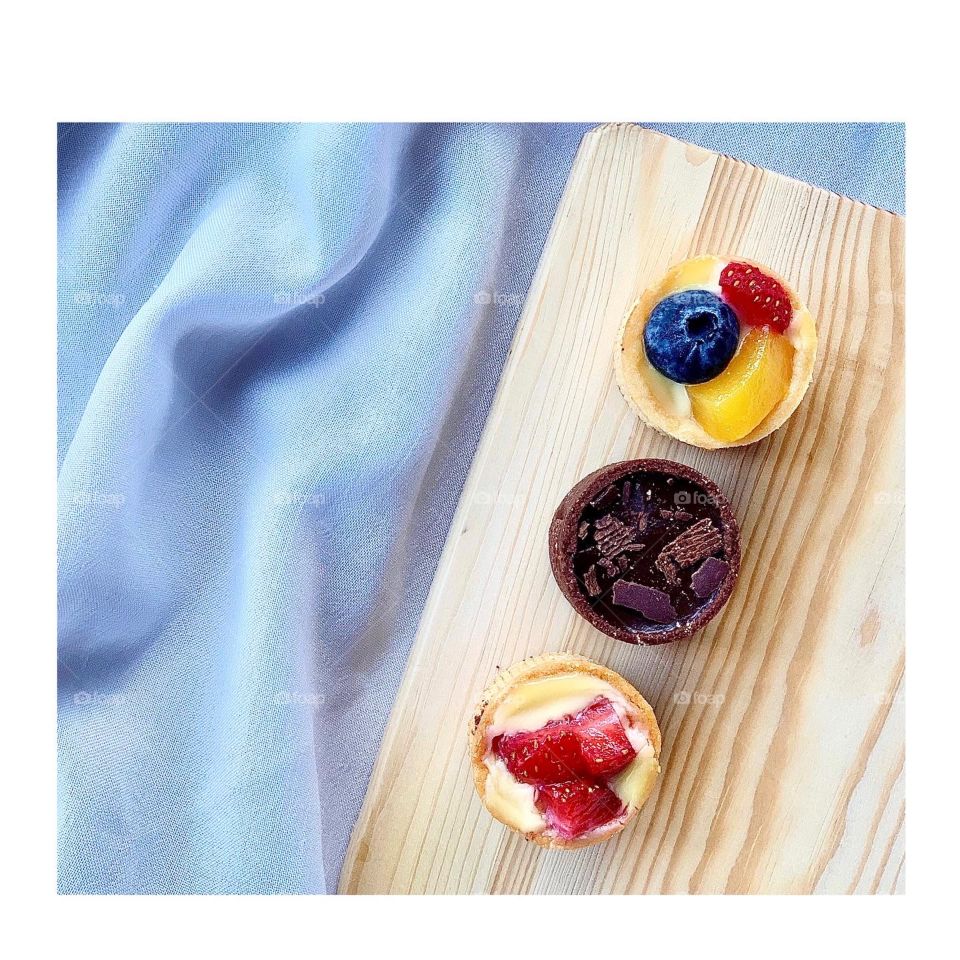 Homebaked Mini yummy tart in chocolate, and fruits flavour