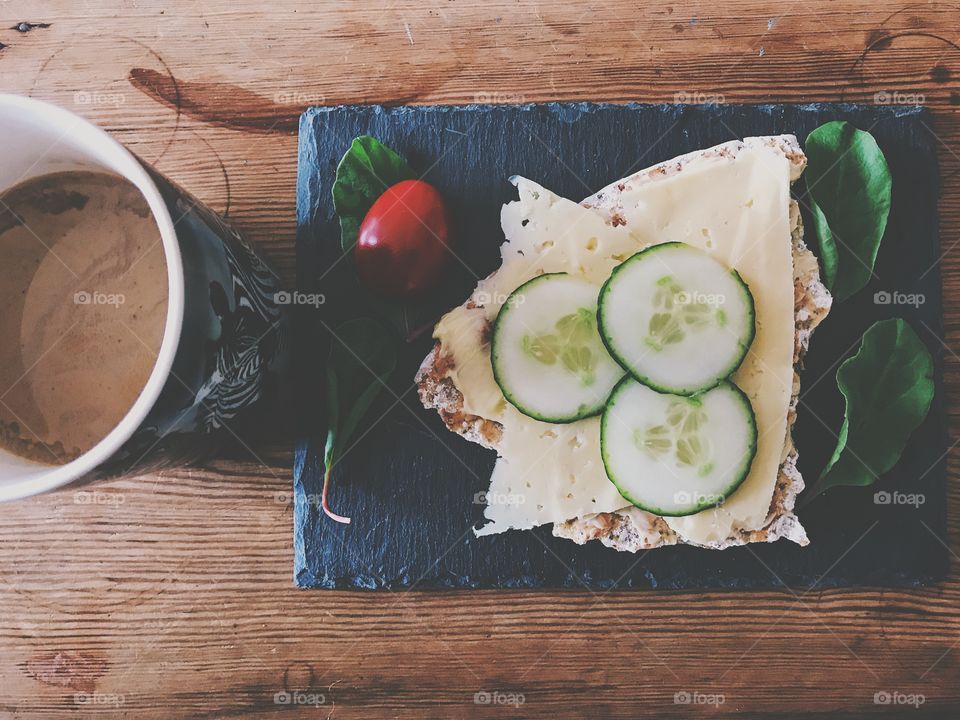 Coffee and sandwich