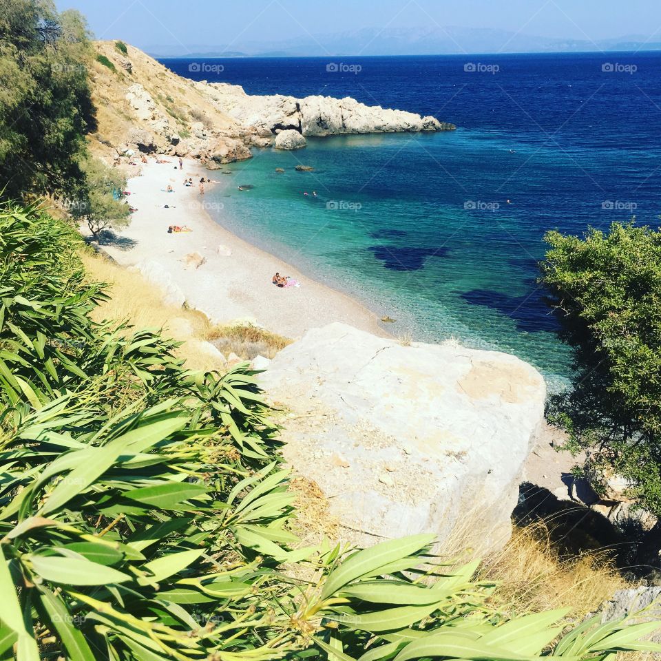 Private beach Chios, Greece - Mersinidi ; beautiful blue, green waters 