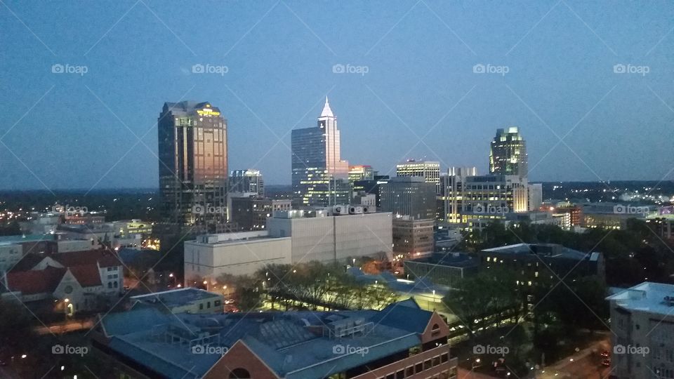 downtown Raleigh, NC at dusk. March 2016