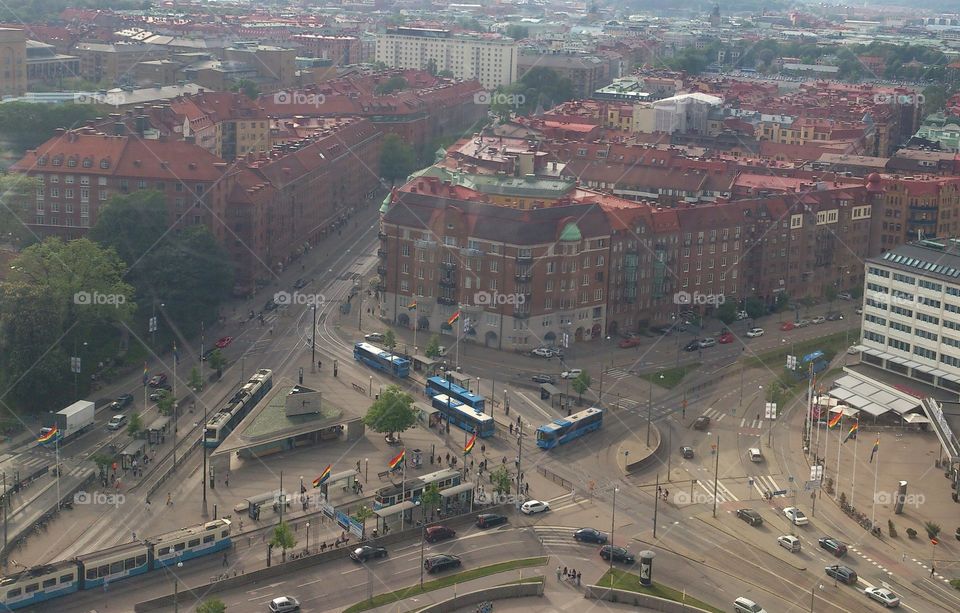 Gothenburg city seen from above on a ferris wheel