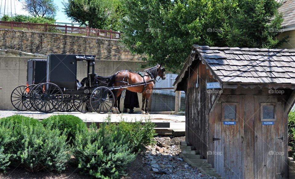 Ohio’s Amish Country, horse and buggy, phone booth