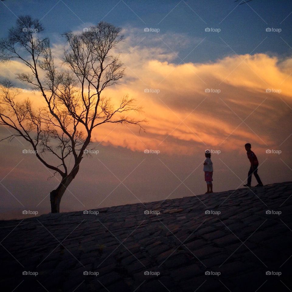 boy girl and a majestic tree