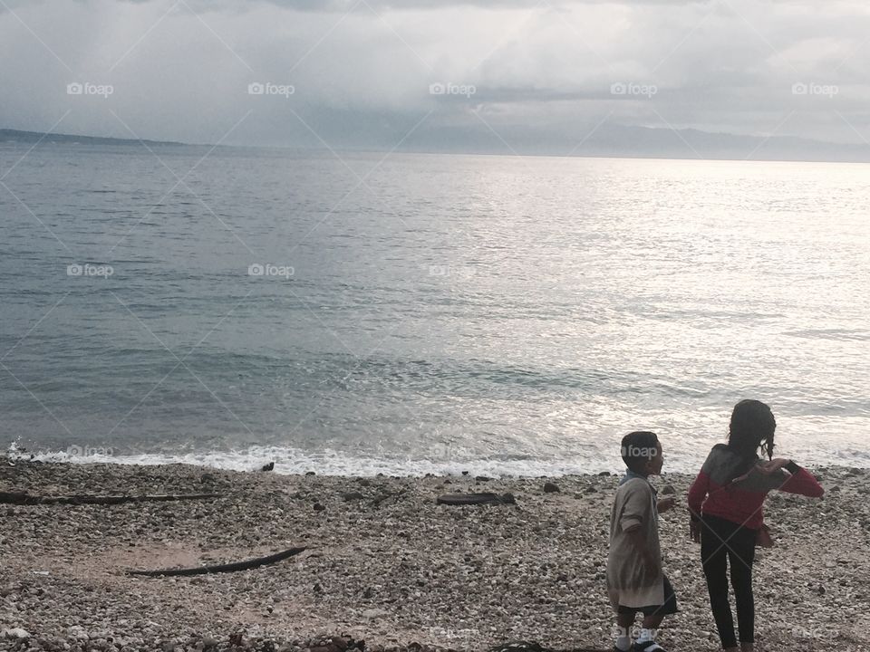Kids at the seashore