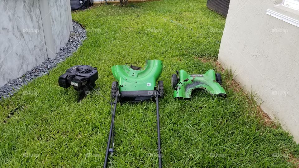 broken lawn mower dramatic