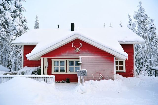 snowy cottage