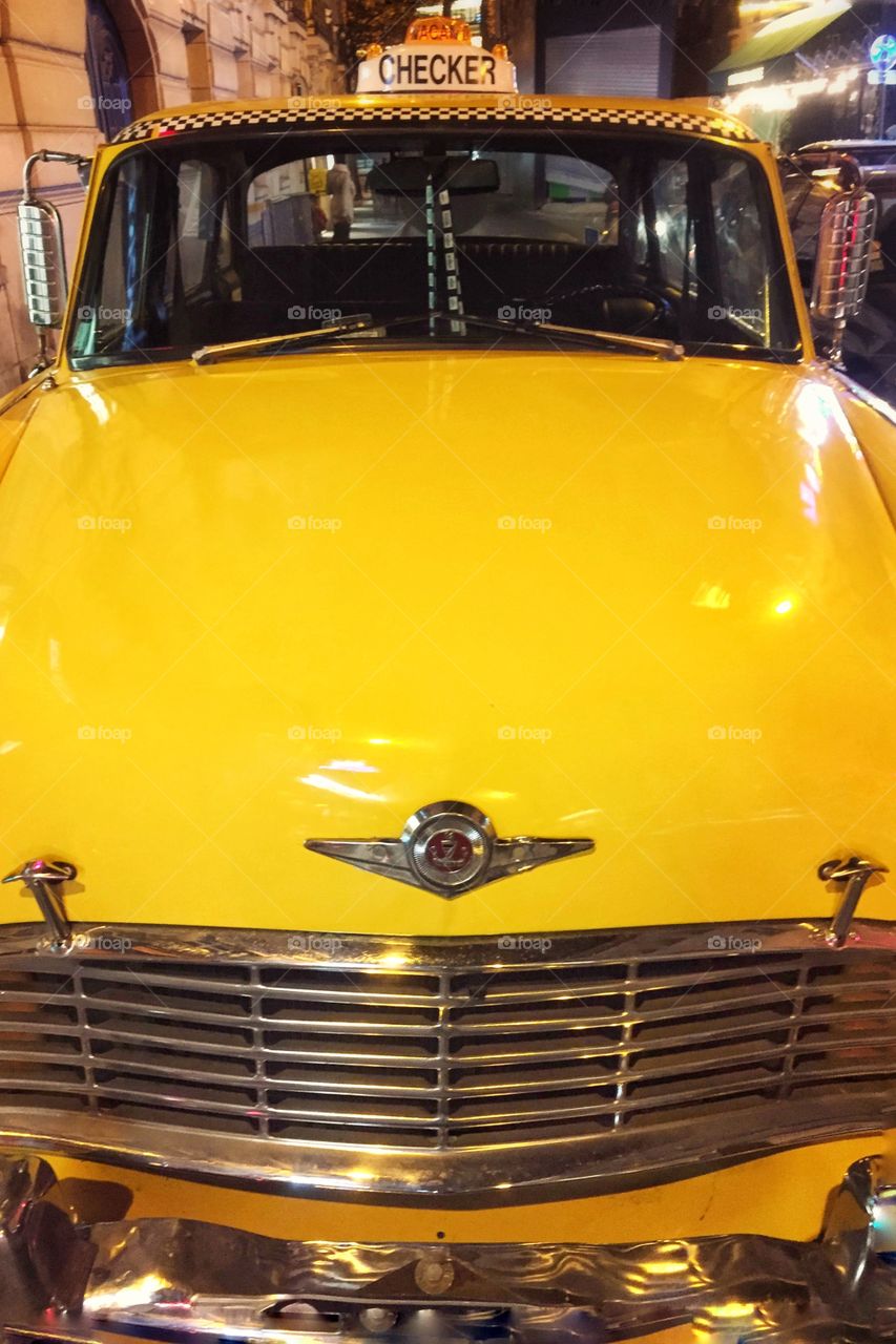 Old American yellow cab