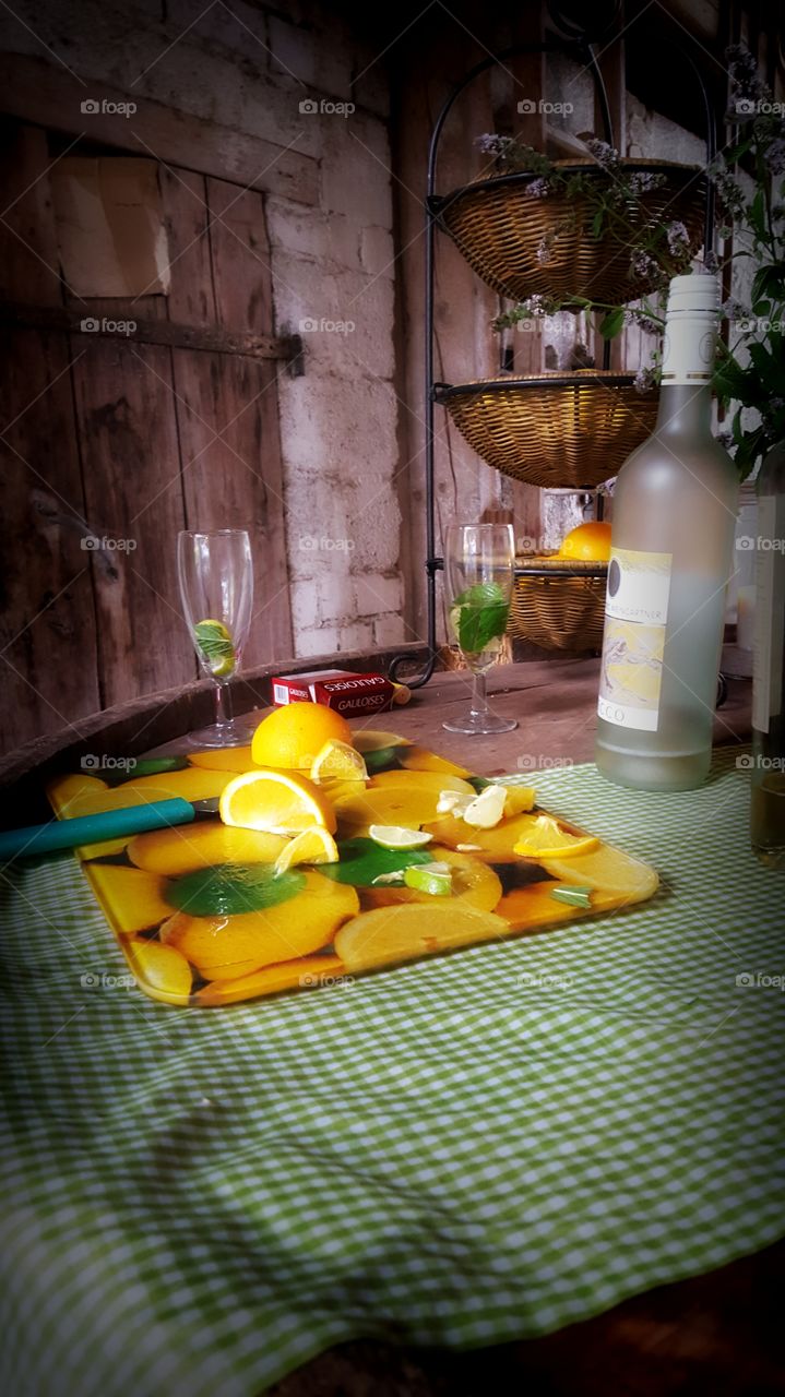 lemons. preparing of drinks for summer party