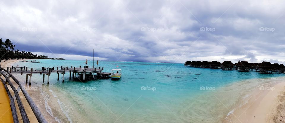Polinesia panorama, cloudy day in Moorea, French Polinesia.