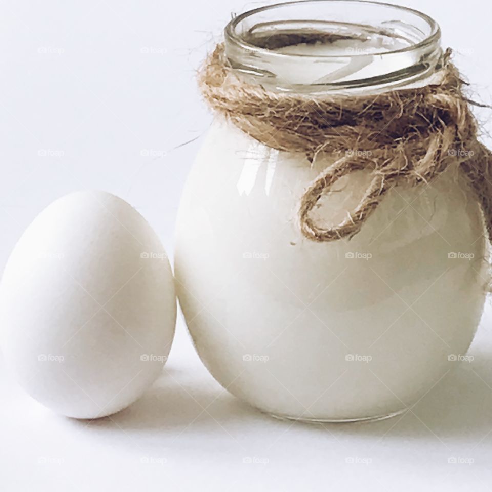 Egg with milk in jar