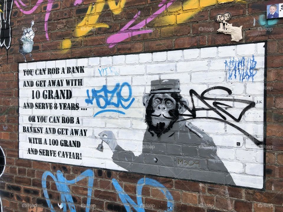 Banksy Humour. The world will be a better place with more smile, less frown from monkeying around.