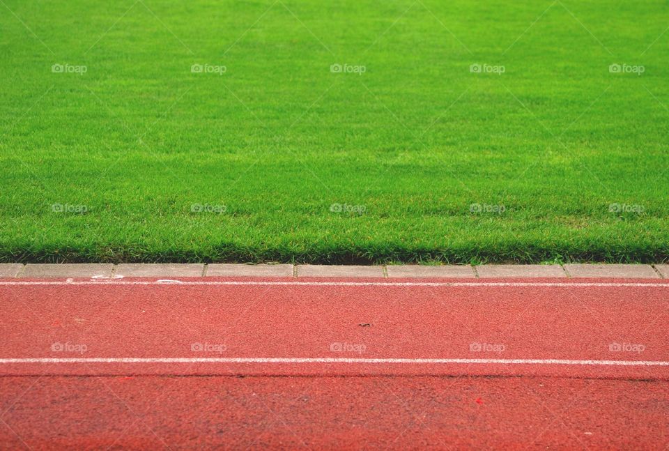 Sport, running track and grass, background