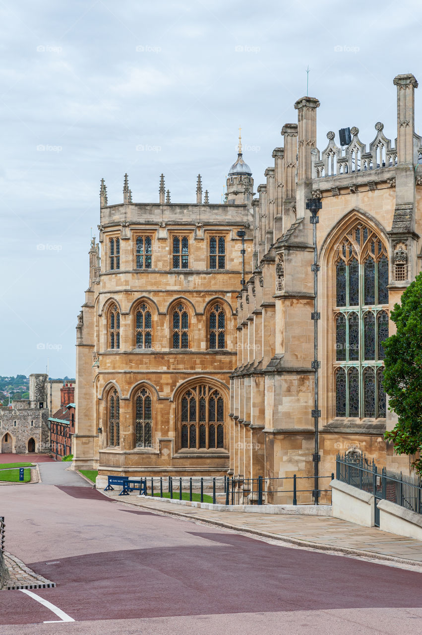 St George's Chapel and the Lady Chapel in royal residence at Windsor Castle, England. UK.