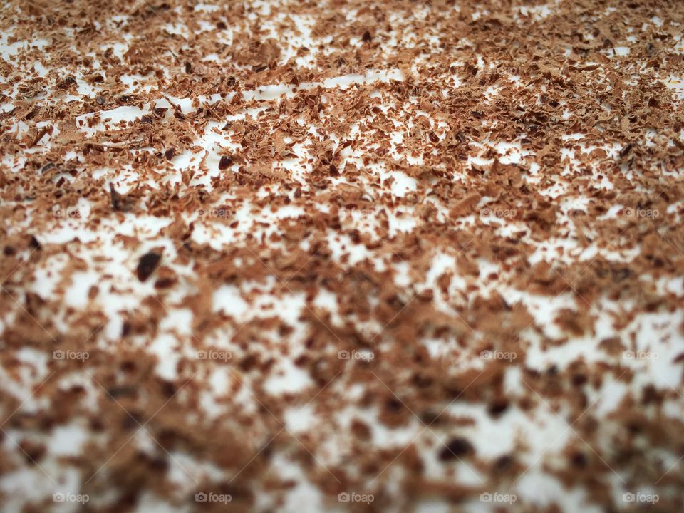 Chocolate shavings on a vanilla cake...
