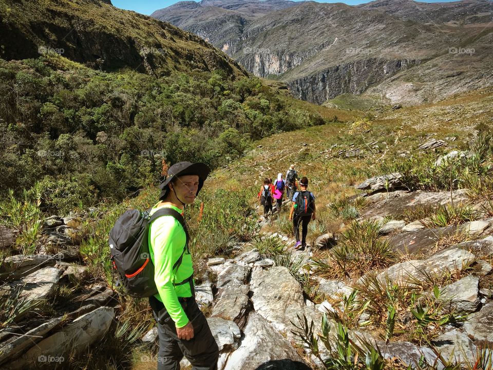 View of people trekking