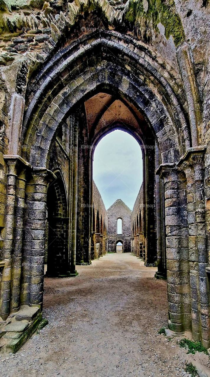 Close up on the ruins of Saint Mathieu Abbey in Plougonvelin