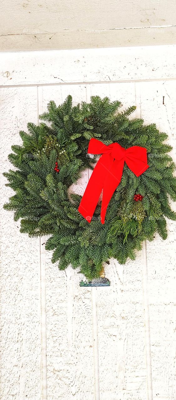 Wreath with Red Ribbon