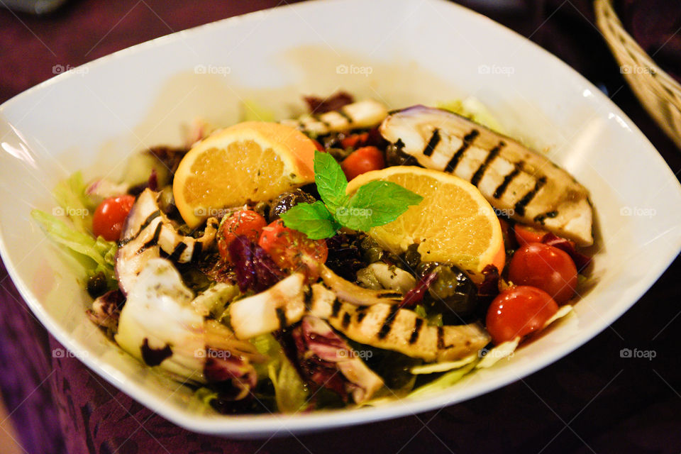 Italian vegetarian dish served at a restaurant in Cefalu on Sicily.