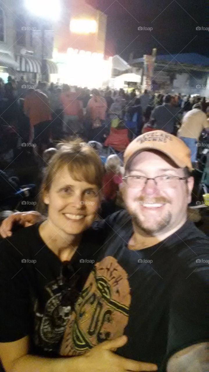 Concert fun. My husband and I at a local town festival.