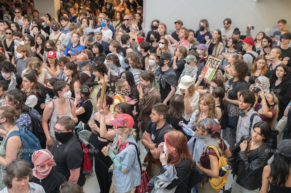 Students Occupying For Free Palestine Demonstration UVA Roeterseiland  Building At Amsterdam The Netherlands 13-5-2024 (2)