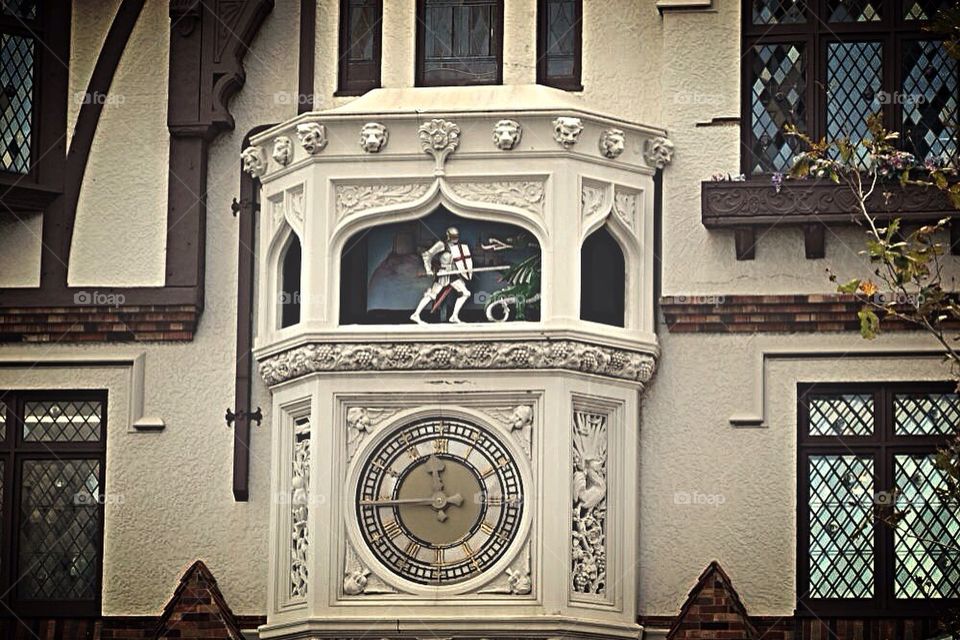Old clock with St. George and the dragon.