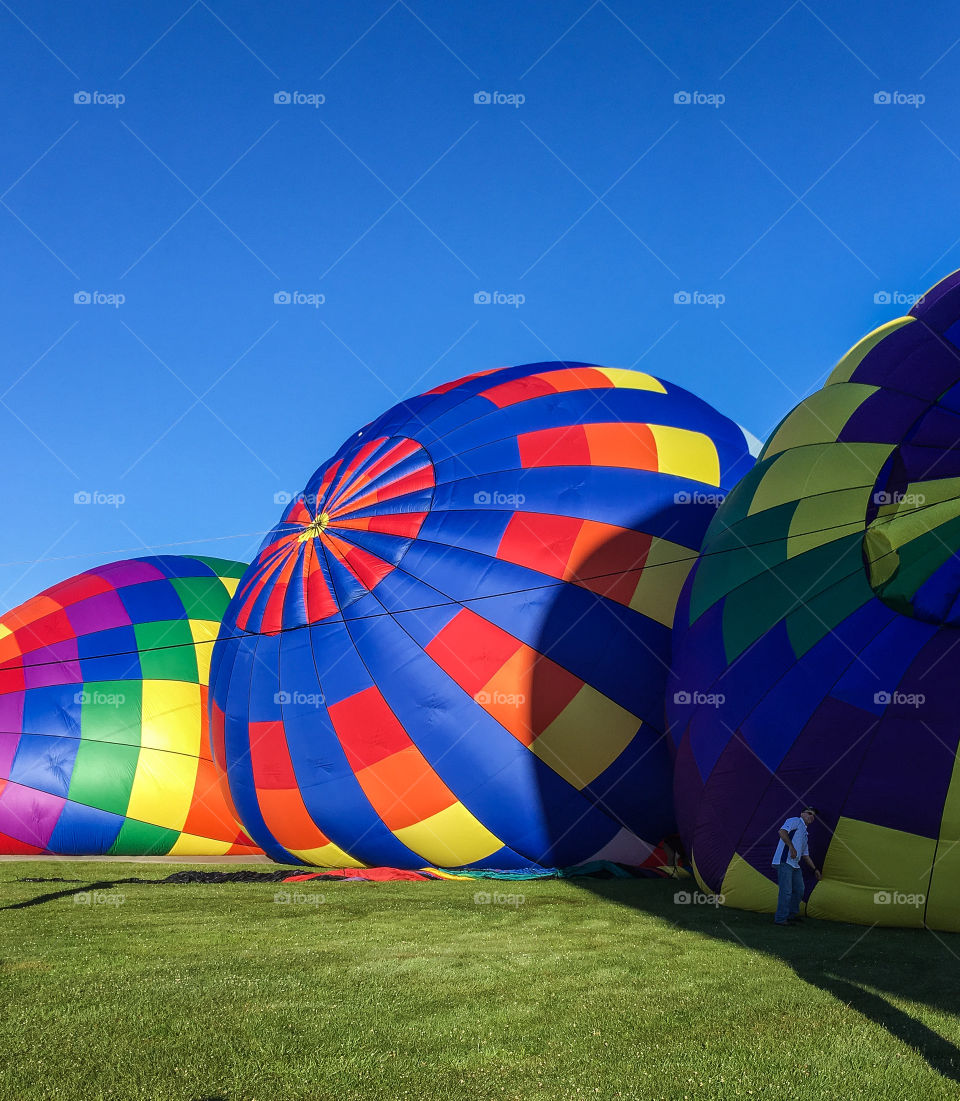 Three different stages of fullness.  Stowe Vermont balloon festival happens every July. 