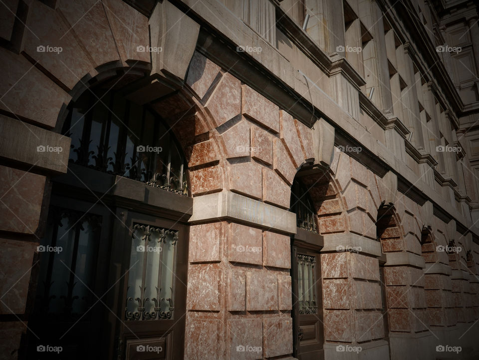 Detail of the facade of the city hall of Antwerp.