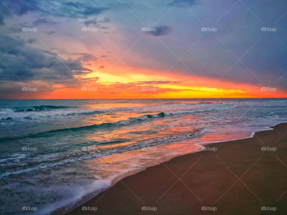 Landscape of tropical beach during sunset 