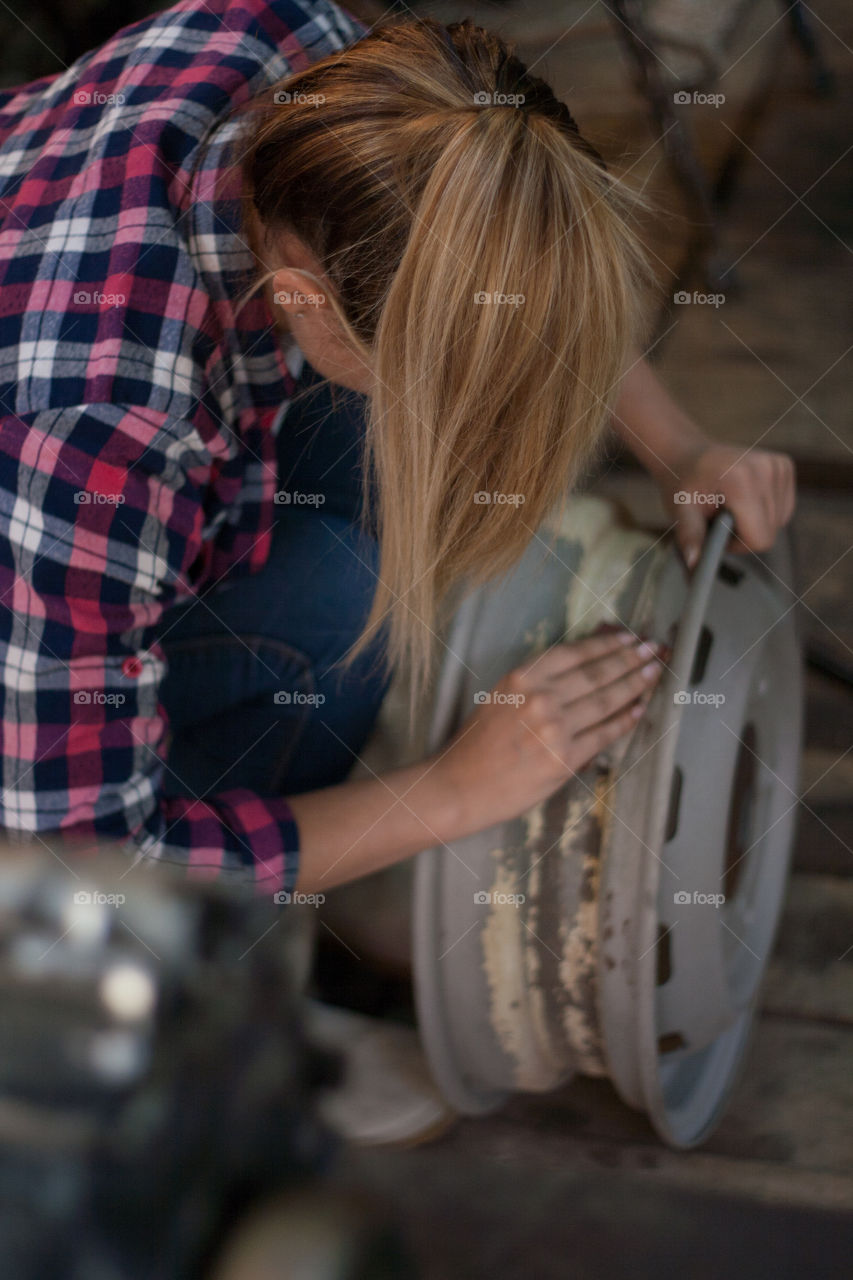 Working in the garage