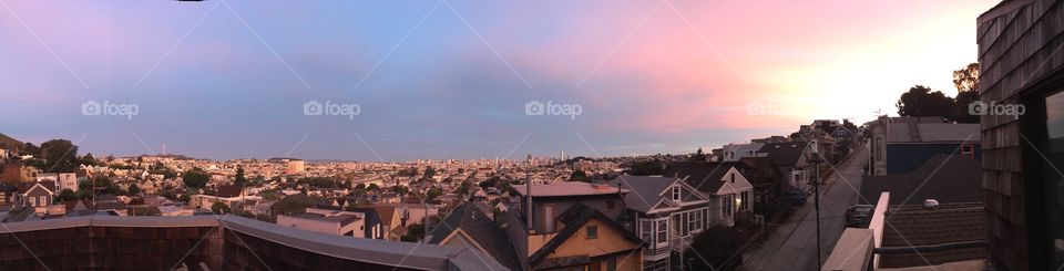 Sunrise panorama over San Francisco 