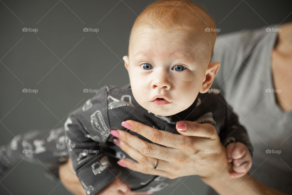 Close-up portrait of newborn baby boy