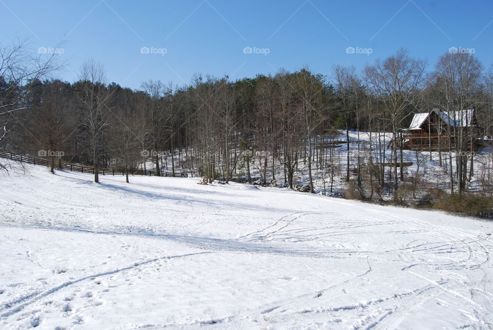 Cabin in the snow