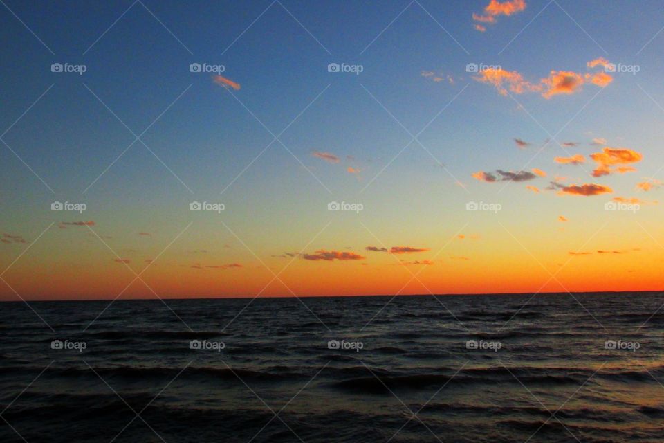 Summer sunset on Lake Winnebago in the state of Wisconsin.